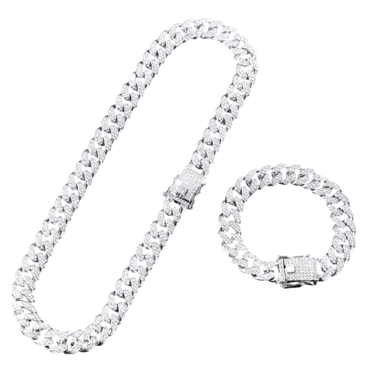 Set Cubano Diamantes | Cadena + Pulsera
