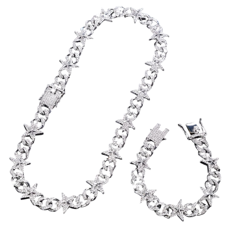 Set Cubano Sup Star | Cadena + Pulsera Plateado