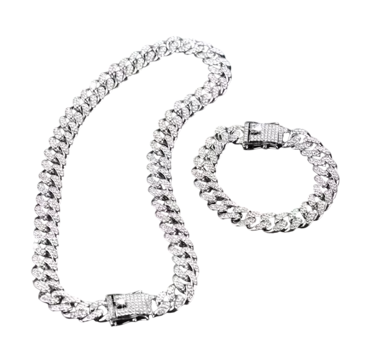 Set Cubano Diamantes | Cadena + Pulsera