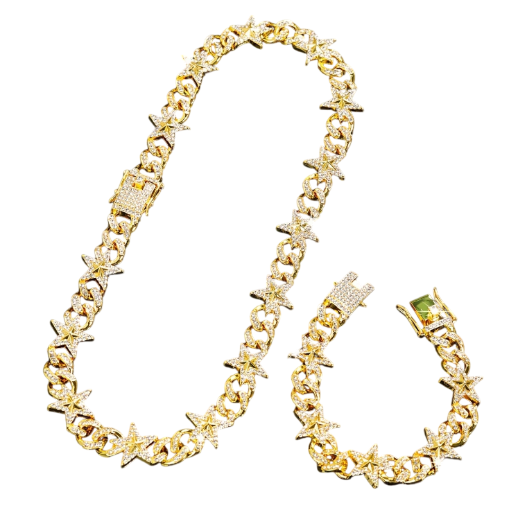 Set Cubano Sup Star | Cadena + Pulsera Dorado