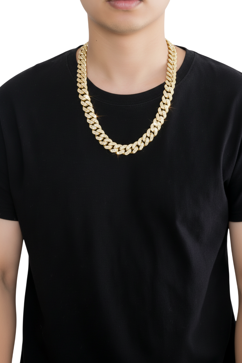 Set Cubano Diamantes | Cadena + Pulsera Dorado