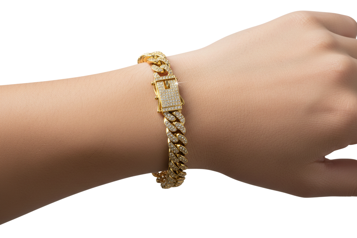 Set Cubano Diamantes | Cadena + Pulsera Dorado